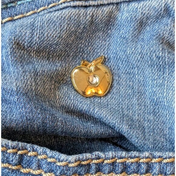 Apple Bottoms Low Rise Bootcut Jeans Size 13/14 Y2K Embroidered Apple 28” Inseam - Picture 3 of 16